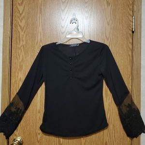 Black lace detail top